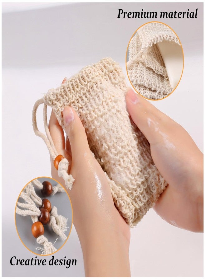 Feelorna Soap Saver Bag, Soap Bag Soft for Shower, Exfoliating Mesh Soaps Saver Pouch Bags for Facial Body Cleansing Foaming (3.5''x5.5'', Beige with Wooden Beads) - Image 3