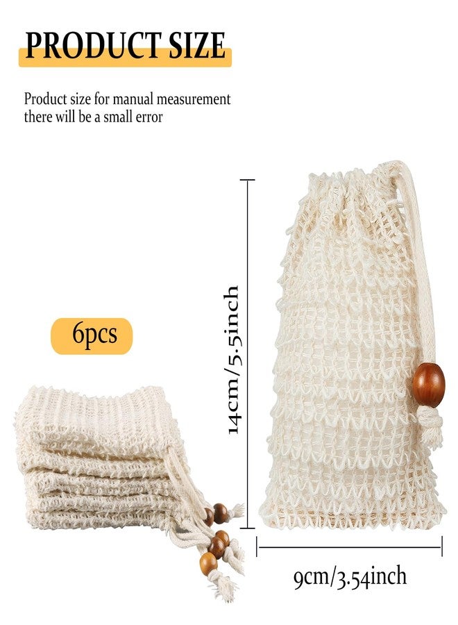 Feelorna Soap Saver Bag, Soap Bag Soft for Shower, Exfoliating Mesh Soaps Saver Pouch Bags for Facial Body Cleansing Foaming (3.5''x5.5'', Beige with Wooden Beads) - Image 2
