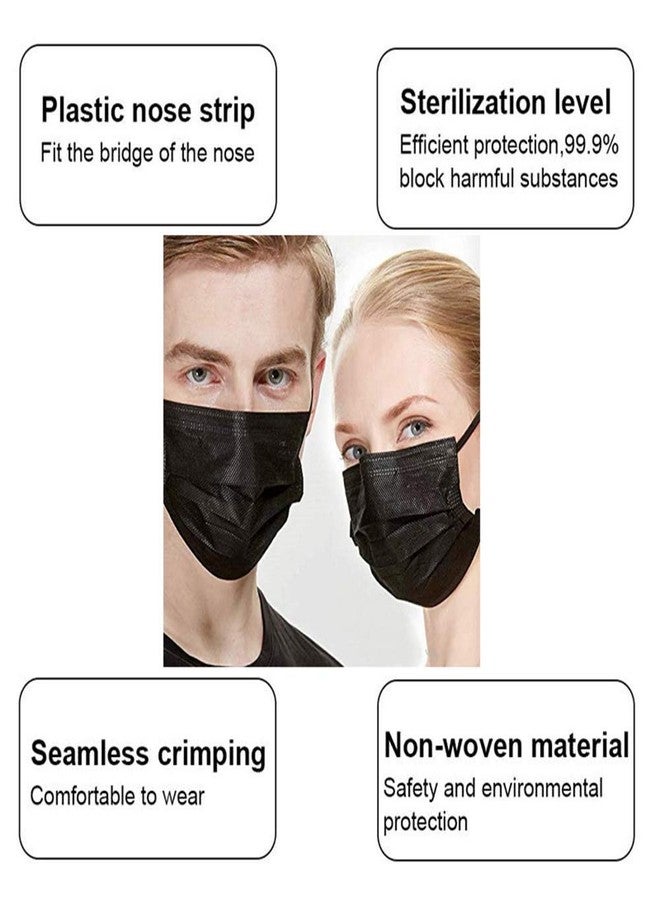7Shield Disposable Surgical 3Ply Black Face Mask - Ultra Soft Fabric Ear Loop, Comfortable, Keep Safe From Dust Pollution Nose Pin, Ce & Iso Certified, Box Pack Of 50 (Black), For Unisex - Image 5