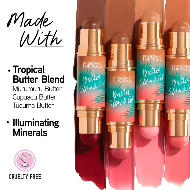 Physicians Formula Butter Glow & Go Multiuse Stick, Ultra-Creamy Radiant Finish Formula with Murumuru Butter, Vegan & Cruelty-Free- Sunkissed Rose - Image 2