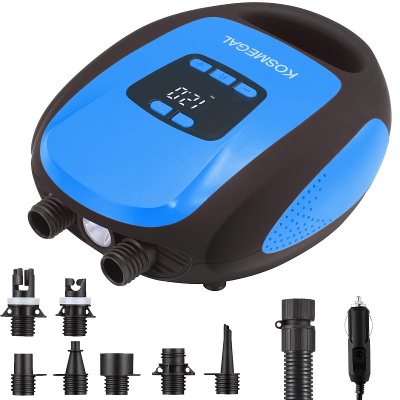 kosmegal Paddle Board Pump Electric Portable, SUP Pump for Paddleboard, Professional 20PSI Air Compressor with Auto-Off, Deflation Function and 12V DC Car Connector for Inflatables, Kayaks and Boats(Lake Blue) - Image 1