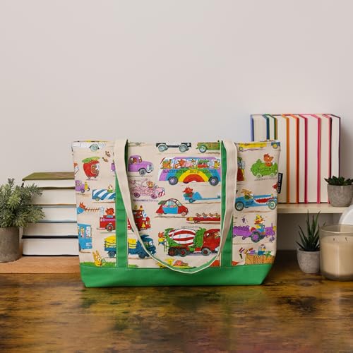 Out of Print Cars and Trucks and Things That Go Zippered Tote Bag with Inner Pocket - Richard Scarry Gift for Book Lovers - Image 3