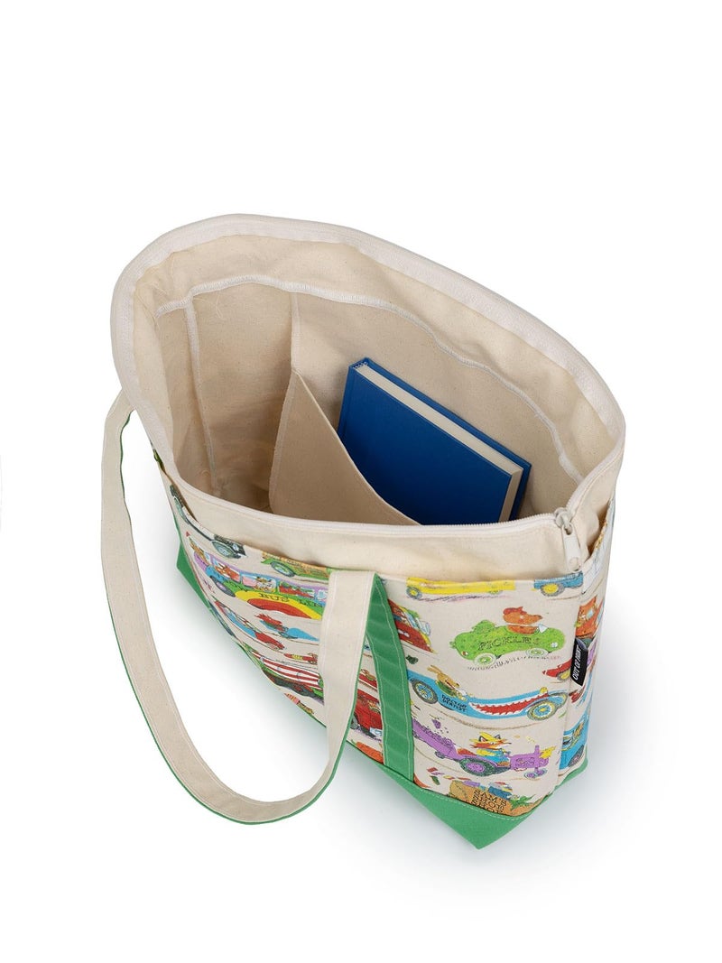 Out of Print Cars and Trucks and Things That Go Zippered Tote Bag with Inner Pocket - Richard Scarry Gift for Book Lovers - Image 5