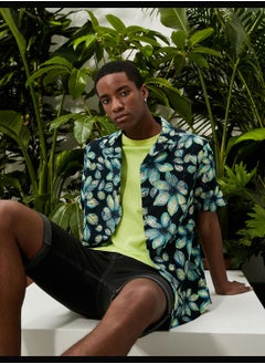 KOTON Floral Shirt Short Sleeve Lapel Neck Printed Cotton  - Image 1