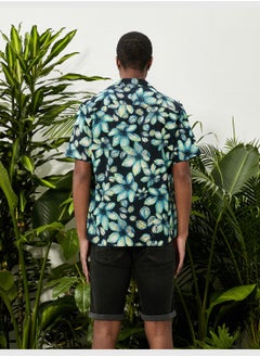 KOTON Floral Shirt Short Sleeve Lapel Neck Printed Cotton  - Image 4