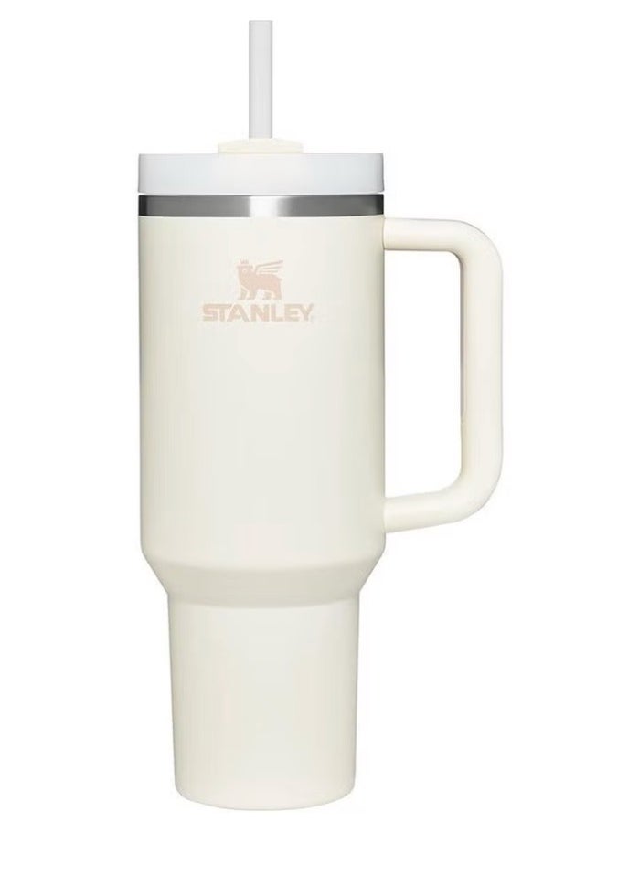 Stanley - Stanley Quencher H2.0 FlowState Stainless Steel Vacuum Insulated Tumbler with Lid and Straw for Water, Iced Tea or Coffee Smoothie & More - Cream, 40 oz Water Bottle - Image 1