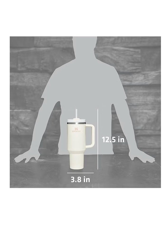 Stanley - Stanley Quencher H2.0 FlowState Stainless Steel Vacuum Insulated Tumbler with Lid and Straw for Water, Iced Tea or Coffee Smoothie & More - Cream, 40 oz Water Bottle - Image 1