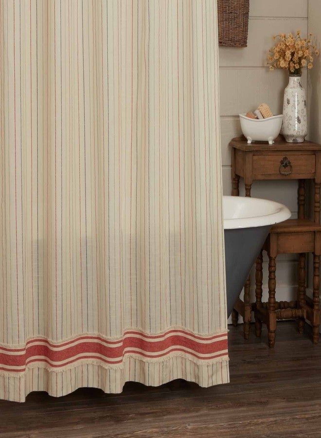 Piper Classics Betsy Stripe Shower Curtain, 72" x 72", Farmhouse, Country, Patriotic, Primitive Americana Style Bathroom Curtain - Image 1