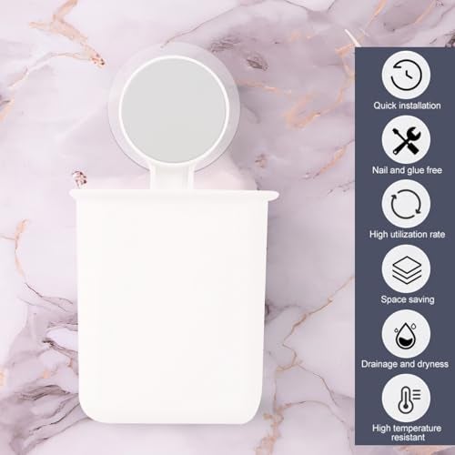 HYLOL Plastic Drill-Free Removable Wall Mounted Toothbrush Holder with Strong Self Adhesive Hook Sticker, Toothpaste Holder, Holder for Shaver, Razor & Make Up Brushes Kitchen & Dinning (1), White - Image 4