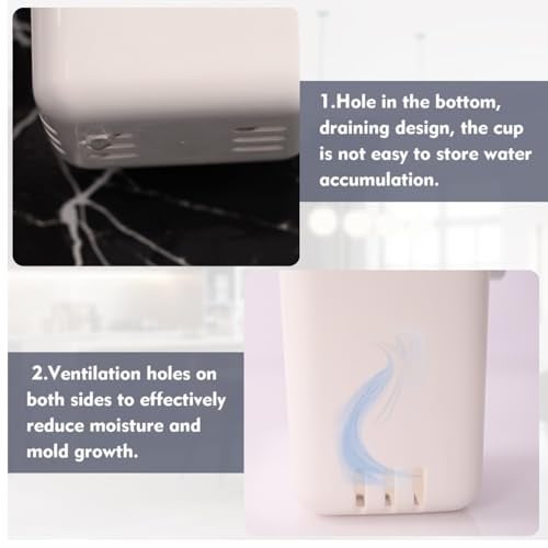 HYLOL Plastic Drill-Free Removable Wall Mounted Toothbrush Holder with Strong Self Adhesive Hook Sticker, Toothpaste Holder, Holder for Shaver, Razor & Make Up Brushes Kitchen & Dinning (1), White - Image 5