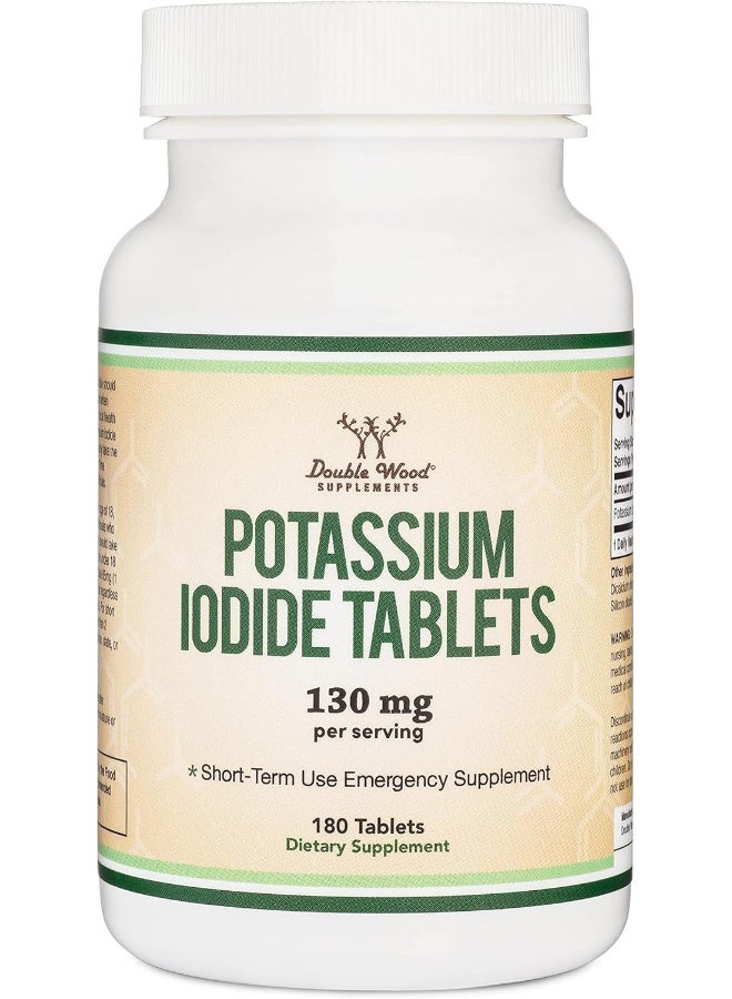 Double Wood Supplements  Radiation Tablets 130mg (Yoduro de Potasio Pastillas) 180 Anti Radiation Pills (KI Tablets) Nuclear Protection (Tabletas de Radiación) - Image 5