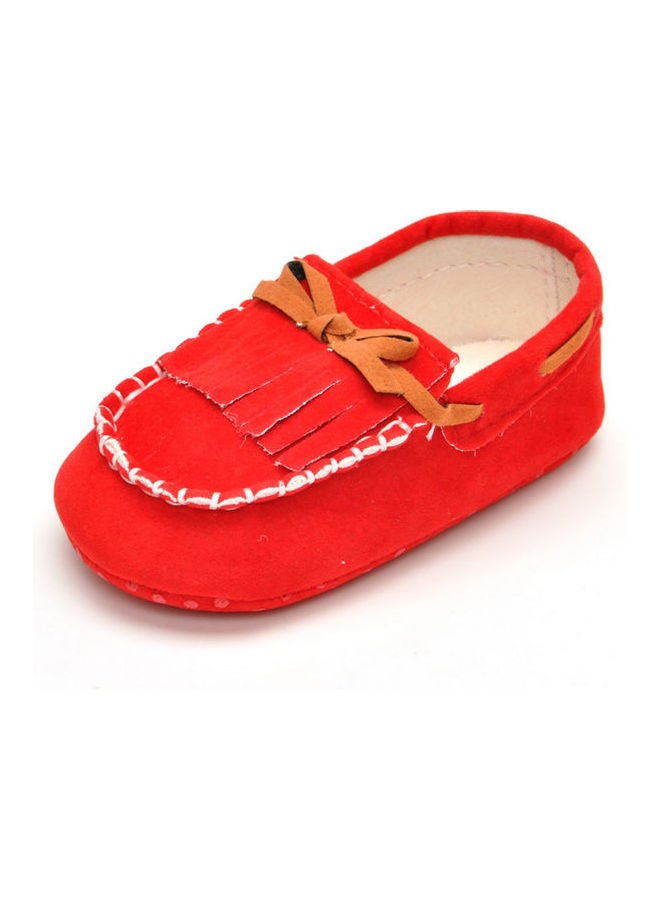 Loquat Tassel Bow No Tie Comfortable Flat Shoe Red - Image 3