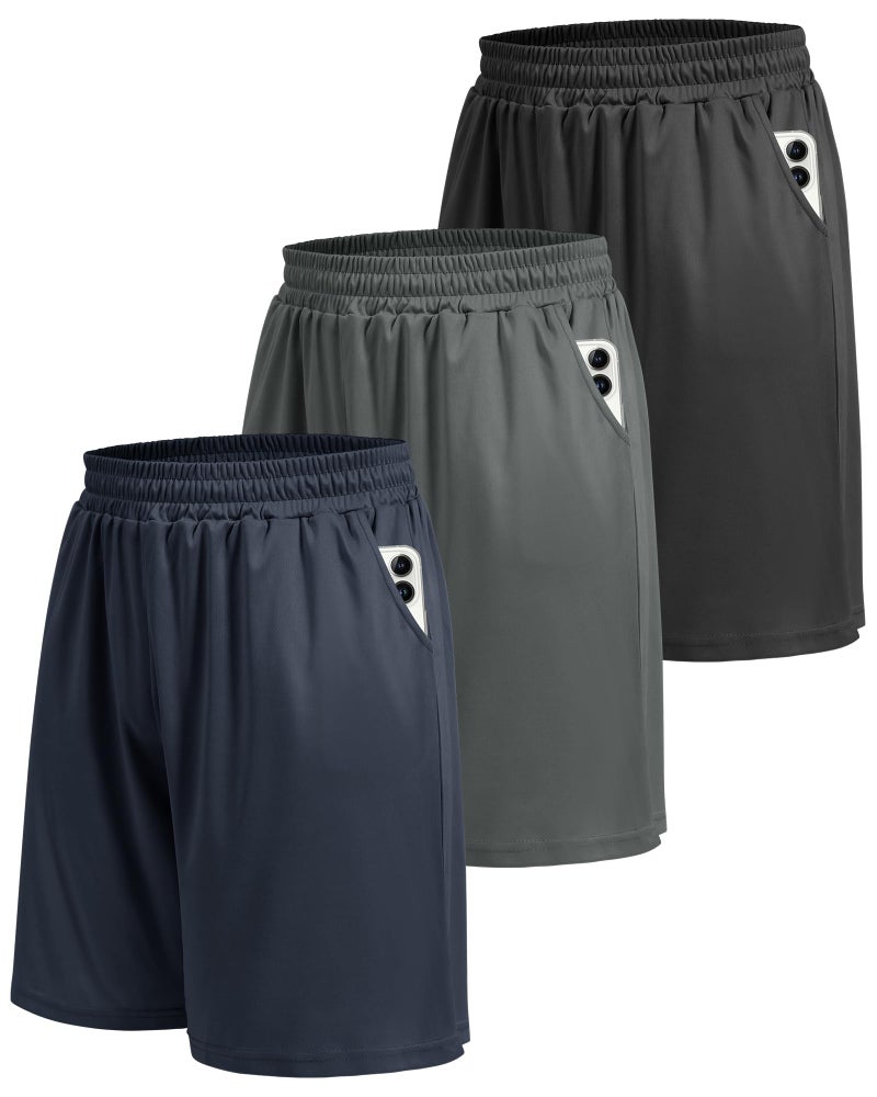 BOOJO 3 Pack Athletic Gym Mens Shorts - Workout Black Quick Dry Basketball Shorts with Pockets for Running Casual Activewear - Image 1