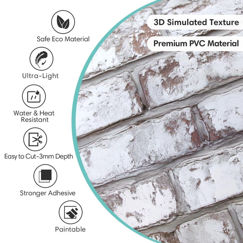 Commomy 10 Pcs 3D Faux Brick Wall Panels -11.8"X11.8" Small Size PVC Brick Peel and Stick Tiles Backsplash DIY Brick Wallpaper Wall Tile for Bedroom, Living Room, Kitchen, Fireplace, RV - Image 4