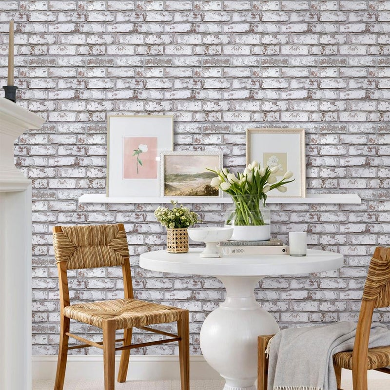 Commomy 10 Pcs 3D Faux Brick Wall Panels -11.8"X11.8" Small Size PVC Brick Peel and Stick Tiles Backsplash DIY Brick Wallpaper Wall Tile for Bedroom, Living Room, Kitchen, Fireplace, RV - Image 3