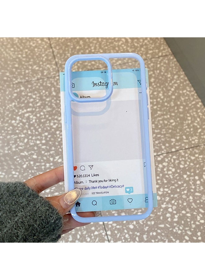 NIBEMINENT Solid Acrylic Protective TPU Case Cover For iPhone 15 Plus, Blue