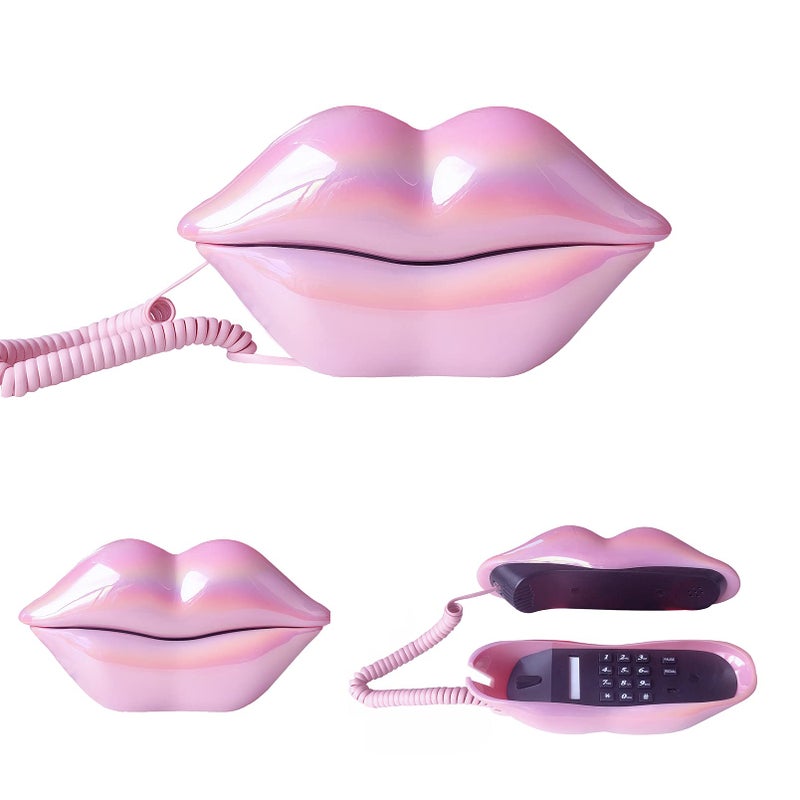 TelPal Corded Landline Phones for Home, Funny Novelty Lip Phone Gift, Wired Mouth Telephone Real Landline Home Office Telephones Furniture Decor - Image 4