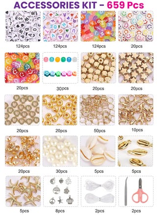 15000PCS 144 Colors Clay Beads Bracelet Kit – Includes Letter Beads, Charms, Glow Beads & Flower Beads – Ultimate Friendship & Jewelry Craft Kit for Girls & Boys - view 3
