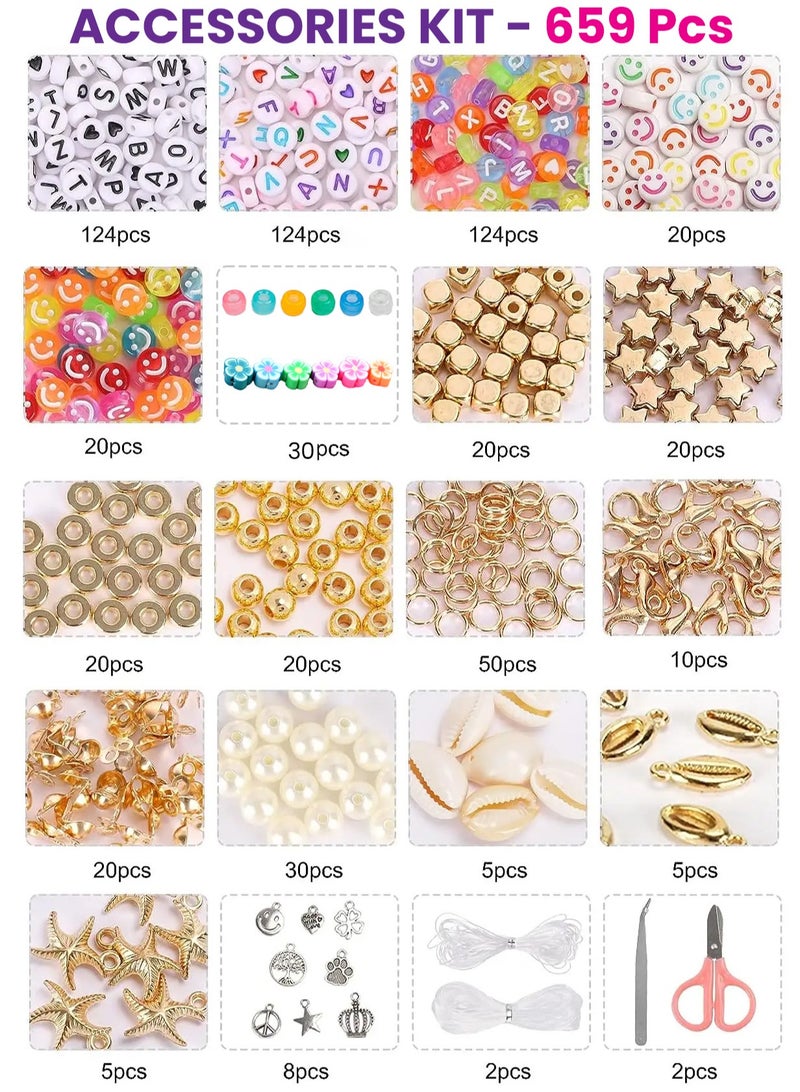 Capstro 15000PCS 144 Colors Clay Beads Bracelet Kit – Includes Letter Beads, Charms, Glow Beads & Flower Beads – Ultimate Friendship & Jewelry Craft Kit for Girls & Boys - Image 3