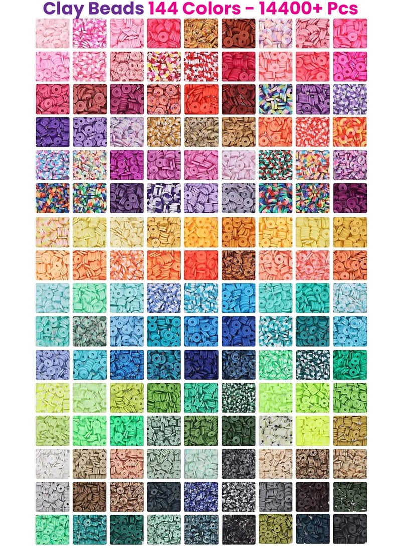 Capstro 15000PCS 144 Colors Clay Beads Bracelet Kit – Includes Letter Beads, Charms, Glow Beads & Flower Beads – Ultimate Friendship & Jewelry Craft Kit for Girls & Boys - Image 2