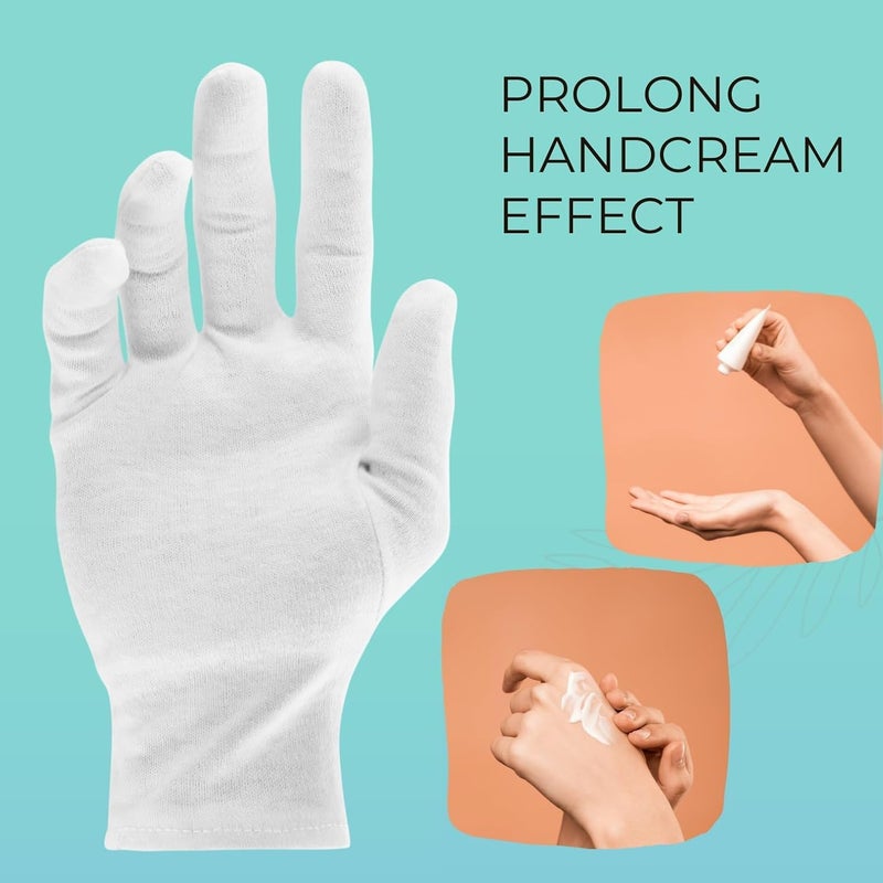 ANSMIO 2 Pairs Cotton Gloves, White Gloves for Dry Hands, Cotton Gloves for Sleeping, Moisturizing Night Gloves, White Gloves 100% Cotton, Size M (2 Pairs) - Image 1