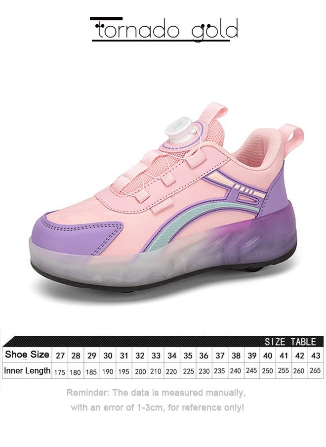 Kids Roller Skates Fashion Four Wheel Sports Shoes Convenient Rotary Buckle Roller Skates Outdoor Casual Cool