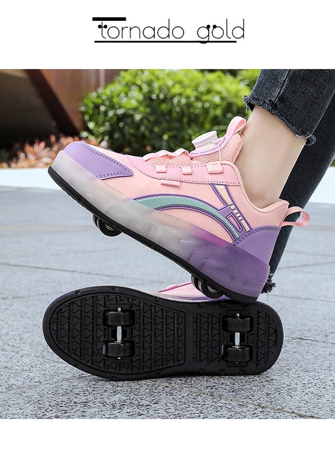 Kids Roller Skates Fashion Four Wheel Sports Shoes Convenient Rotary Buckle Roller Skates Outdoor Casual Cool