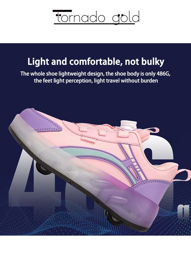 Kids Roller Skates Fashion Four Wheel Sports Shoes Convenient Rotary Buckle Roller Skates Outdoor Casual Cool