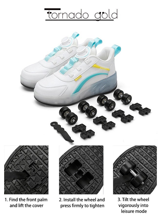 Kids Roller Skates Fashion Four Wheel Sports Shoes Convenient Rotary Buckle Roller Skates Outdoor Casual Cool
