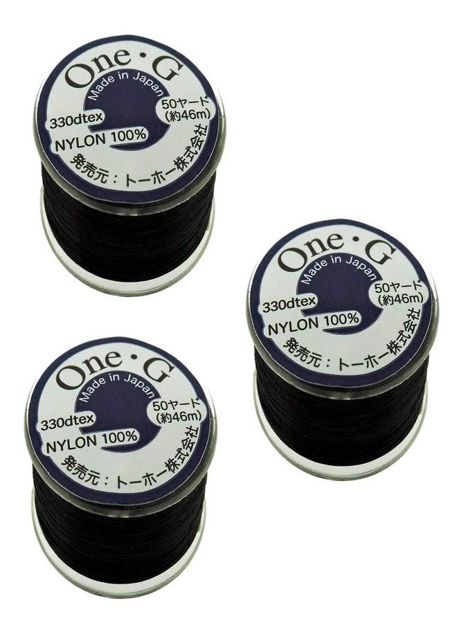 Toho One-G Beading Thread, 50 Yard Bobbin (Black - 3 Pack) - Image 1