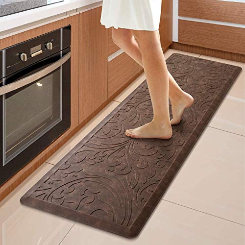 KMAT Kitchen Mat Cushioned Anti-Fatigue Waterproof Non-Slip Standing Mat Ergonomic Comfort Rug for Home,Office,Sink,Laundry,Desk 17.3" (W) x 60"(L),Brown - Image 1
