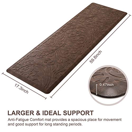 KMAT Kitchen Mat Cushioned Anti-Fatigue Waterproof Non-Slip Standing Mat Ergonomic Comfort Rug for Home,Office,Sink,Laundry,Desk 17.3" (W) x 60"(L),Brown - Image 2