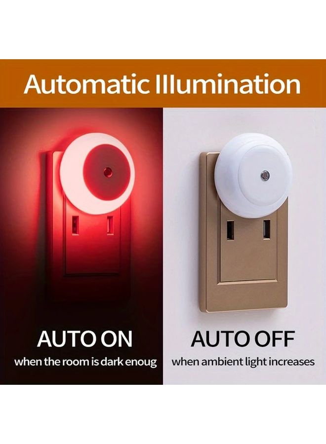 2 Pcs Red Light Smart Round Light Source Sensor Nightlight Ambient Lamp Durable Led For Loft Bedroom Hallway Corridor Motion Activated With Red Blue Amber Options Minimalist Decor By Interior Designers - Image 1