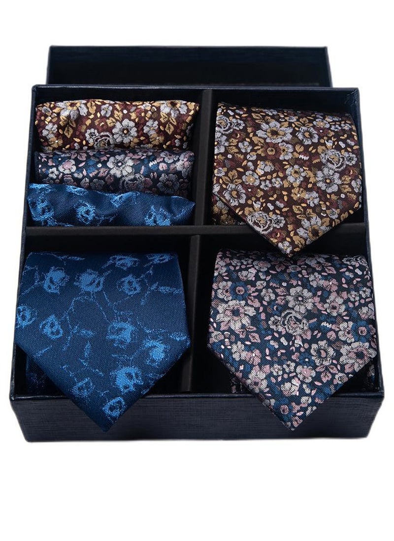 Generic - 6pcs men's gift box set 3 ties 3 chest scarves fashion business tie square scarf set - Image 1