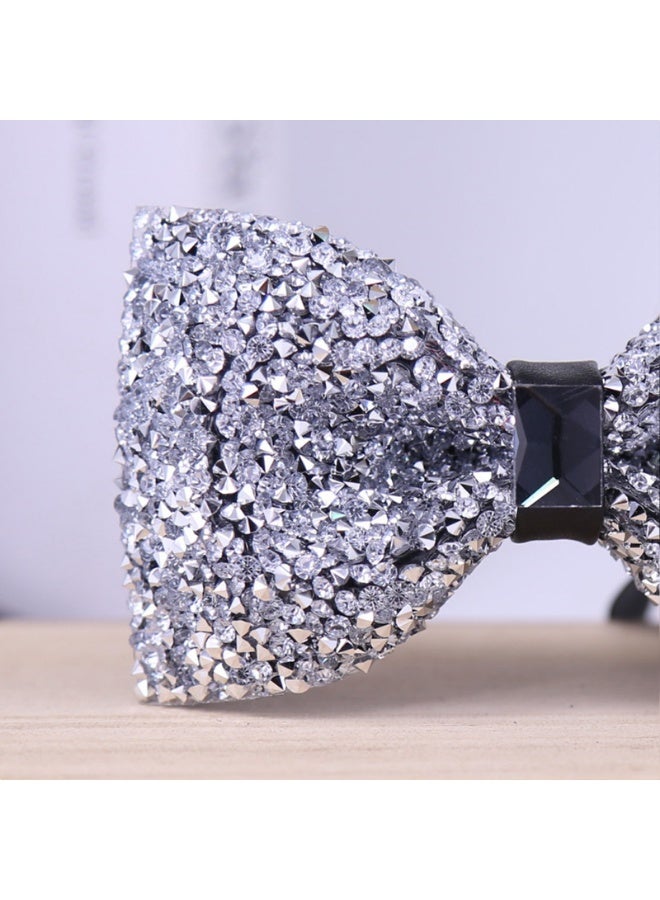 1 Pieces Men Rhinestone Bow Ties, Pre-tied Adjustable Banquet Bow Tie  for Wedding Party - Image 3