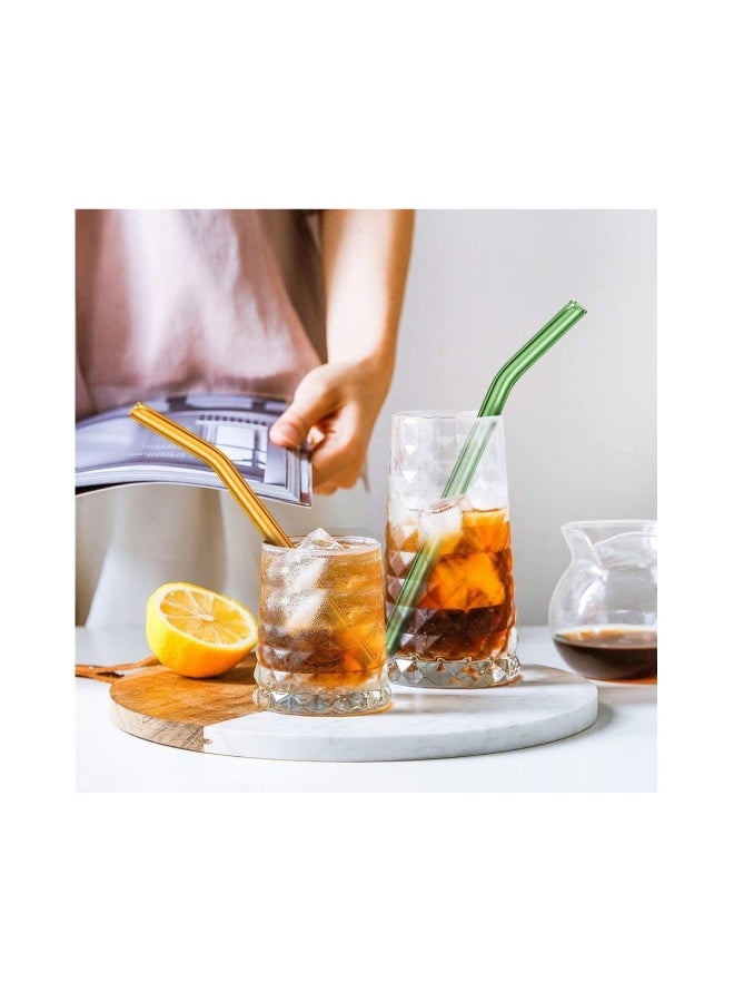 Reusable Glass Straws, Reusable Bent Glass Drinking Straws with 2 Cleaning Brushes, Reusable Straws for Smoothies, Milkshakes, Juice(Blue, 12 Pack)  - Image 2