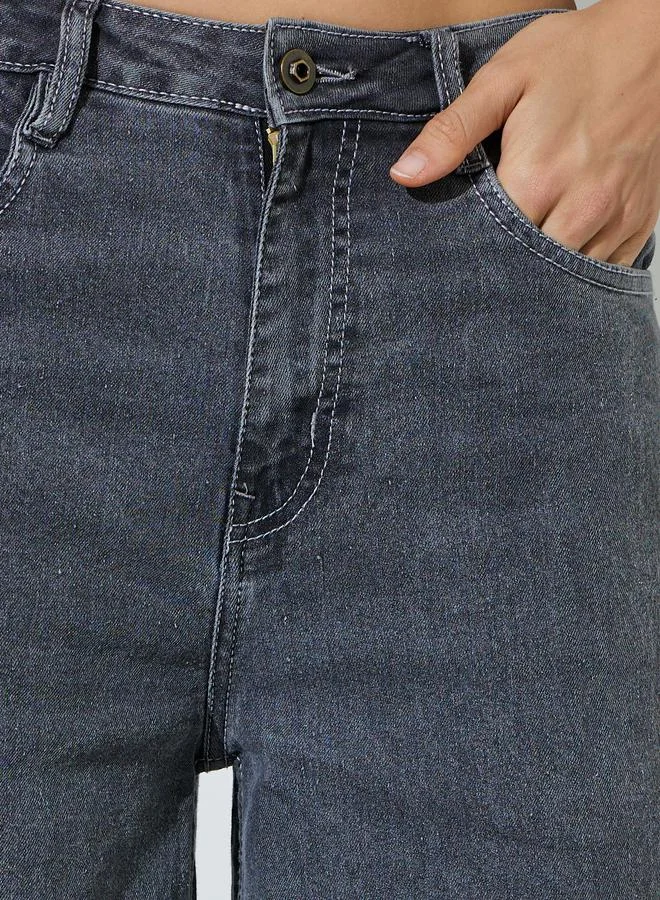 Styli  Grey Mid-Rise Flared Leg Jeans for Women | Best Price UAE