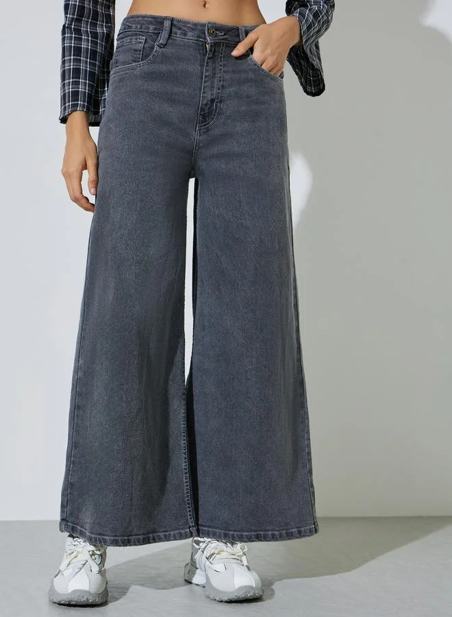 ستايلي Grey Mid-Rise Flared Leg Jeans