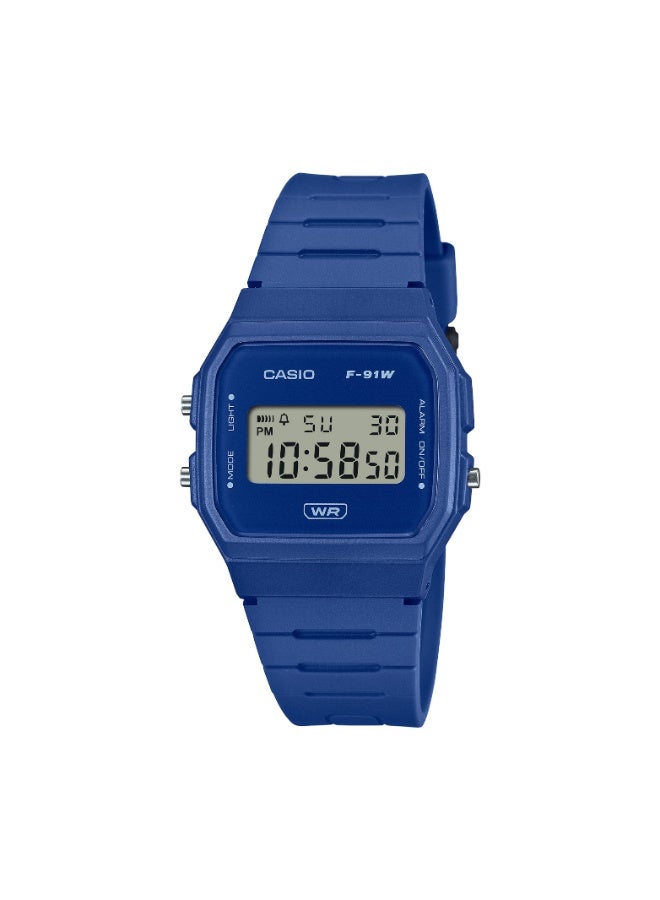 كاسيو ساعة كاسيو F-91WB-2A1DF الرقمية الكلاسيكية – هيكل وحزام ريزين باللون الأزرق - Image 1