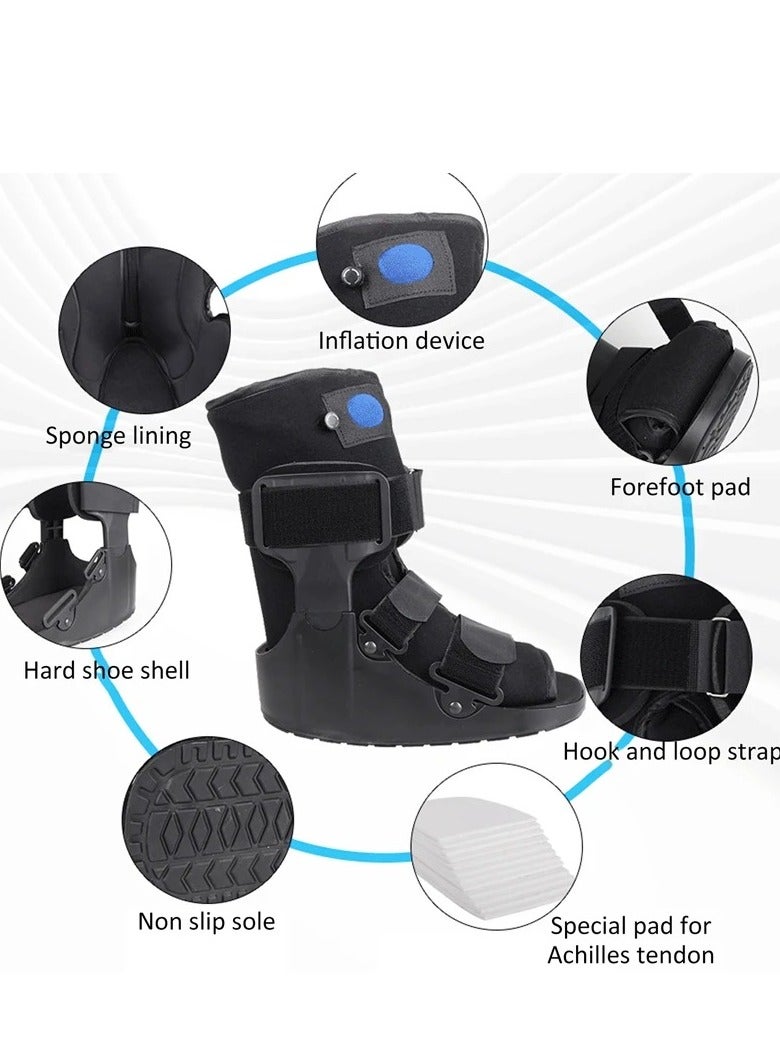 Short Air Walker Boot, Inflatable Ankle Brace for Forefoot/Foot Injuries, Ankle Sprain  Foot Fracture Rehabilitation, Black High-Density Sponge - Image 3