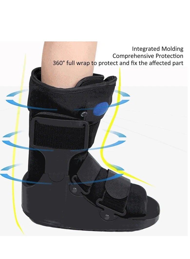 Short Air Walker Boot, Inflatable Ankle Brace for Forefoot/Foot Injuries, Ankle Sprain  Foot Fracture Rehabilitation, Black High-Density Sponge - Image 4
