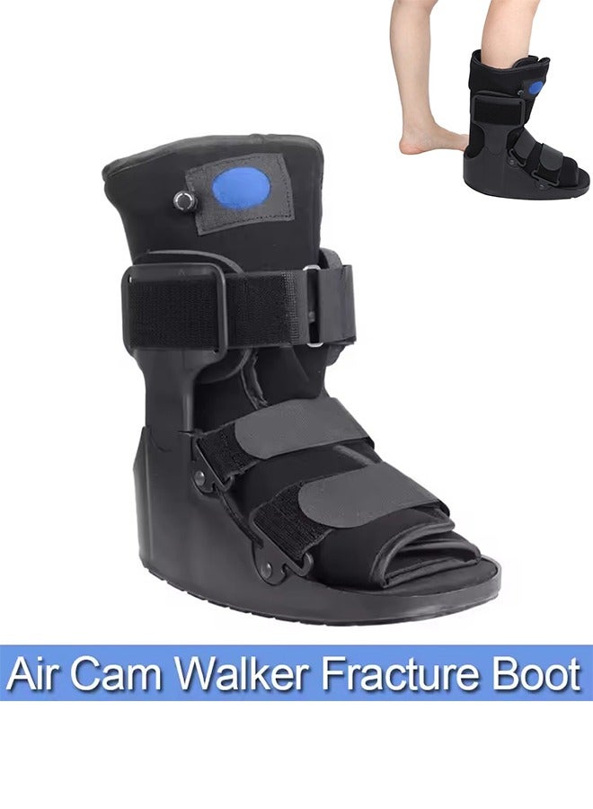 Short Air Walker Boot, Inflatable Ankle Brace for Forefoot/Foot Injuries, Ankle Sprain  Foot Fracture Rehabilitation, Black High-Density Sponge - Image 1
