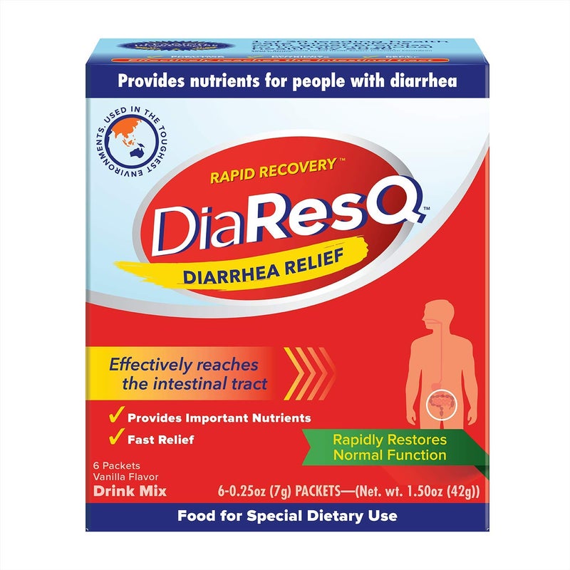 DiaResQ مشروب كولستروم لدعم الإسهال والمناعة للبالغين من دايريسك، 6 عبوات، استعادة سريعة، يساعد في استعادة وظيفة الأمعاء الطبيعية، بنكهة الفانيليا - Image 1