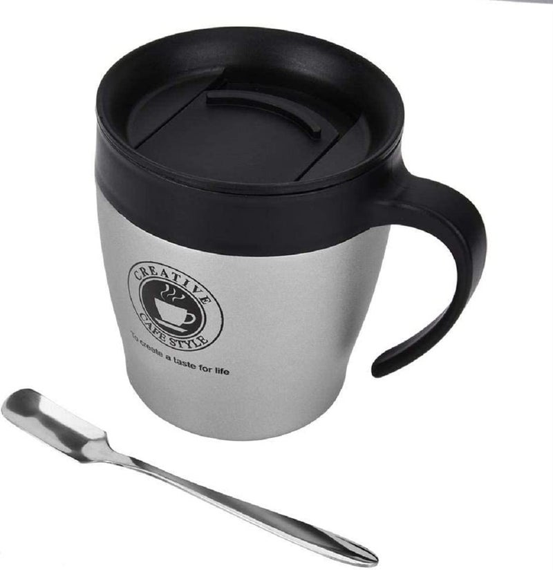 Ramkuwar Ramkuwar Pack of 1 Tea Coffee Time Unbreakable hot Insulated Double Wall Plastic Stainless Steel Tea Coffee Milk Mug with Sipper lid 330 ml Grey - Image 1