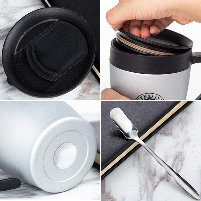 Ramkuwar Ramkuwar Pack of 1 Tea Coffee Time Unbreakable hot Insulated Double Wall Plastic Stainless Steel Tea Coffee Milk Mug with Sipper lid 330 ml Grey - Image 5