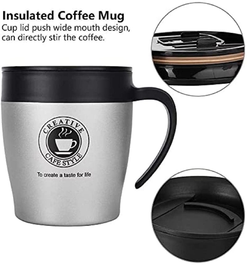 Ramkuwar Ramkuwar Pack of 1 Tea Coffee Time Unbreakable hot Insulated Double Wall Plastic Stainless Steel Tea Coffee Milk Mug with Sipper lid 330 ml Grey - Image 2