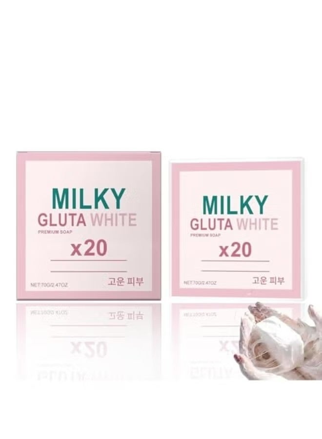 Milky Gluta White Soap, Goat Milk & Milk Extract, Korean Gentle Brightening Face & Body Soap, Deep Cleansing Exfoliating Bar for Smooth, Radiant Skin - Image 1