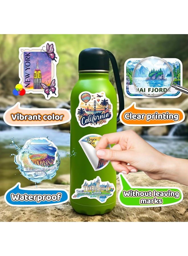 WAKEMOODEI 200 US Travel Stickers, USA State Travel Stickers for Laptop Water Bottle Journal Scrapbook, National Park Landmark Vinyl Decals for Suitcase Luggage - Image 3