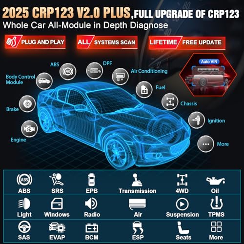 LAUNCH CRP123 V2.0 Plus [2025 New Model] All System Scan Tool with 3 Reset Oil Service/Throttle Relearn/SAS Reset,OBD2 Scanner Diagnostic Tool,Lifetime F-Ree Update - Image 3