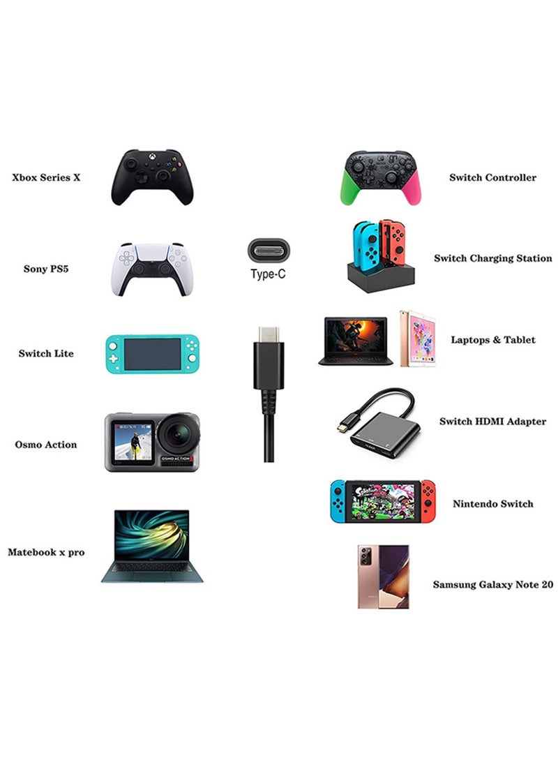 Youque USB A to Type C Fast Charging Cable for Switch OLED/Switch/Switch PRO/PS5/Xbox Series X 3M Black  - Image 3